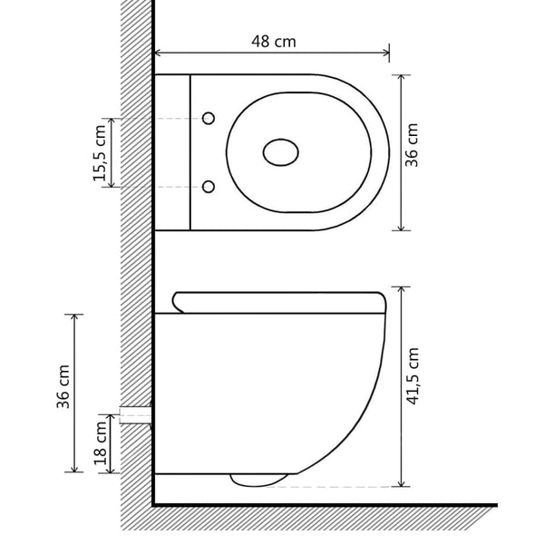 WC Sospeso con Design Senza Bordi in Ceramica Nero - doomostore