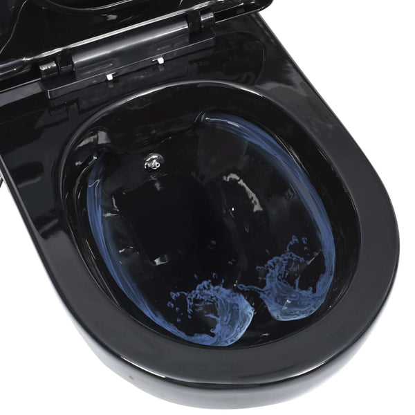 Toilette senza Bordo Sospesa con Funzione Bidet Ceramica Nera - doomostore