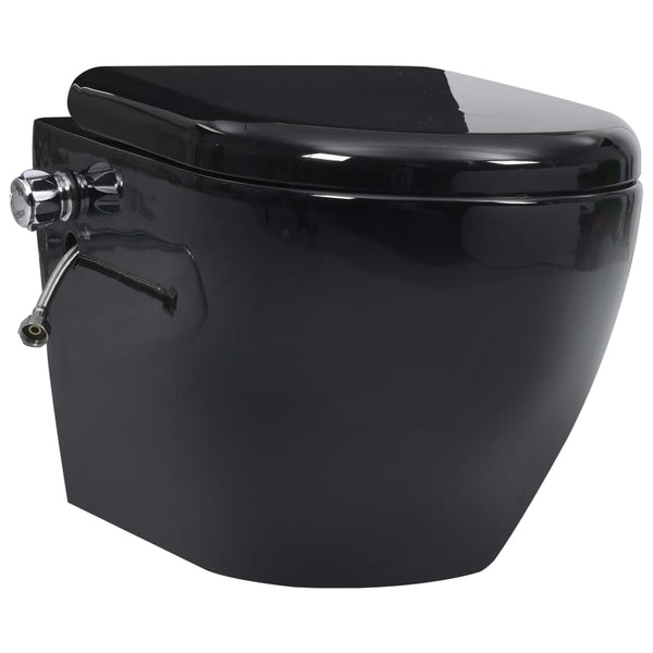 Toilette senza Bordo Sospesa con Funzione Bidet Ceramica Nera - doomostore