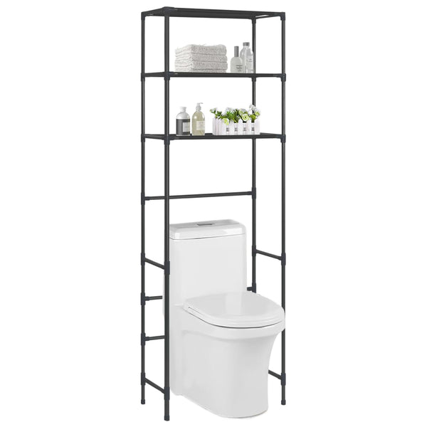 Scaffale per Bagno con 3 Ripiani Nero 53x28x169 cm - doomostore