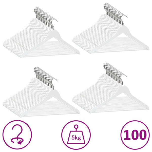 Set Appendiabiti 100 pz Antiscivolo Bianchi in Legno Massello - doomostore