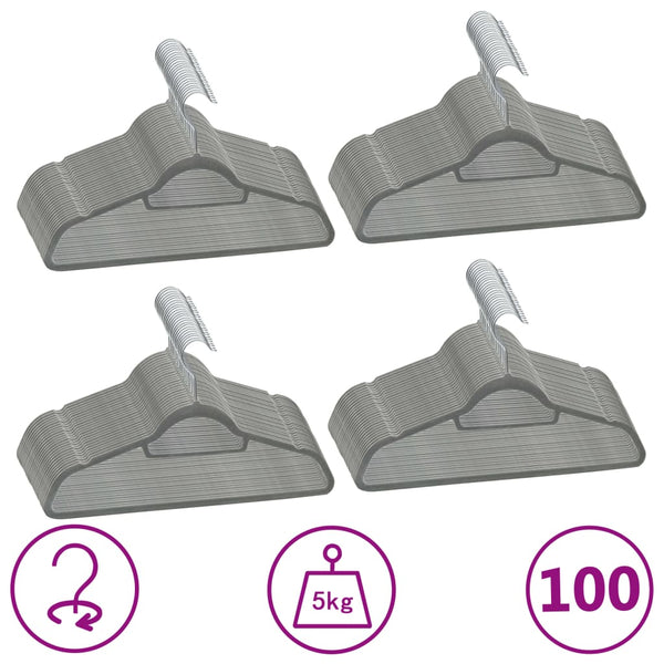 Set Appendiabiti 100 pz Antiscivolo Grigio in Velluto - doomostore