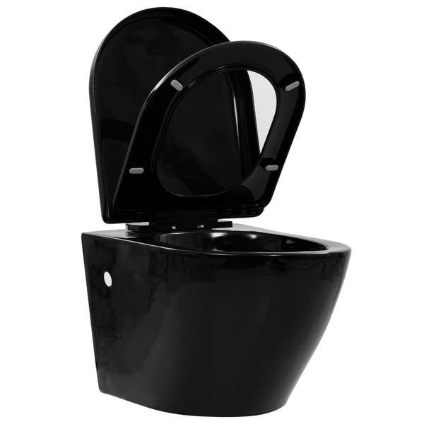 WC a Muro con Sciacquone Nascosto in Ceramica Nera - doomostore