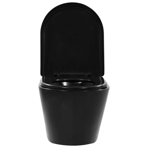 WC a Muro con Sciacquone Nascosto in Ceramica Nera - doomostore