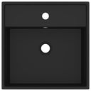 Lavabo Troppopieno Quadrato Nero Opaco 41x41cm Ceramica - doomostore