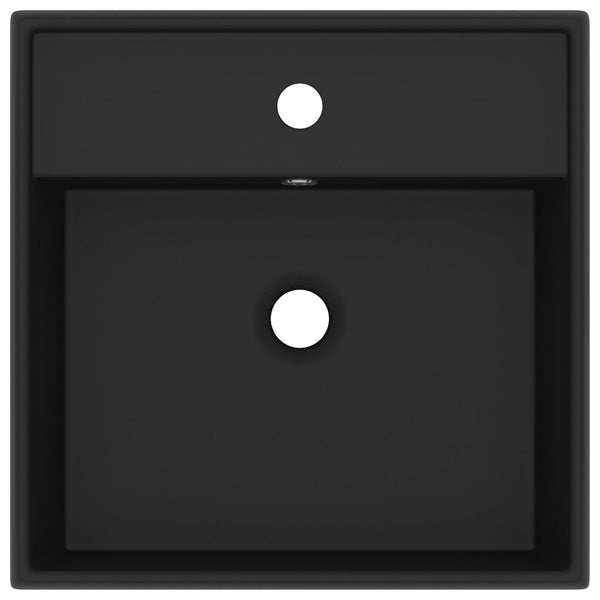 Lavabo Troppopieno Quadrato Nero Opaco 41x41cm Ceramica - doomostore
