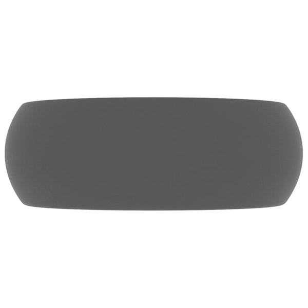 Lavandino Lusso Rotondo Grigio Scuro Opaco 40x15 cm in Ceramica - doomostore