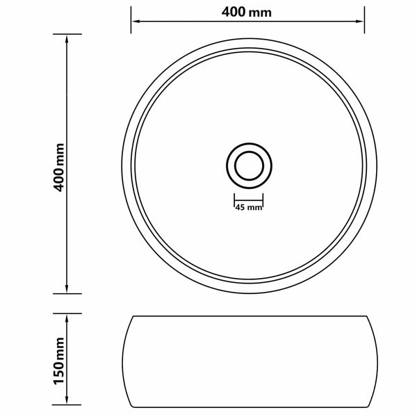 Lavandino Lusso Rotondo Grigio Scuro Opaco 40x15 cm in Ceramica - doomostore
