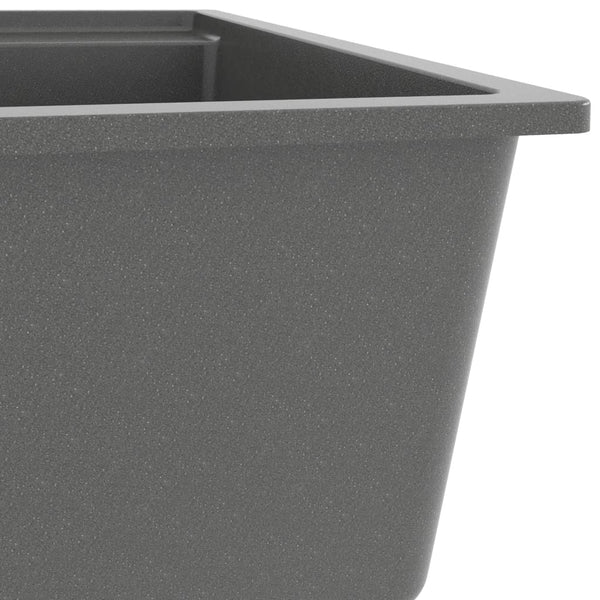 Lavello da Cucina con Foro Troppopieno Grigio in Granito - doomostore