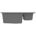 Lavello da Cucina Doppio con Foro Troppopieno Grigio in Granito - doomostore