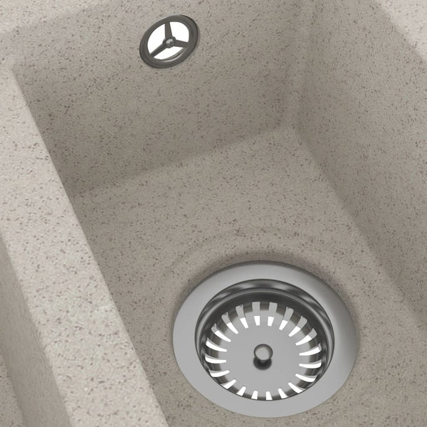 Lavello da Cucina Doppio con Foro Troppopieno Beige in Granito - doomostore