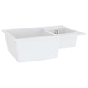 Lavello da Cucina Doppio con Foro Troppopieno Bianco in Granito - doomostore