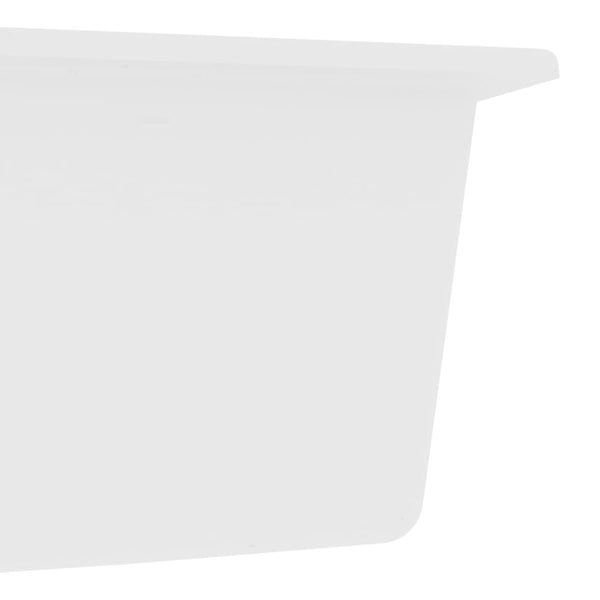 Lavello da Cucina Doppio con Foro Troppopieno Bianco in Granito - doomostore