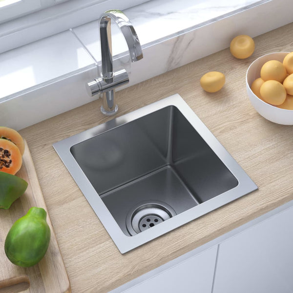 Lavello da Cucina Lavorato a Mano con Filtro in Acciaio Inox - doomostore