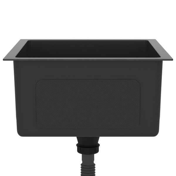 Lavello da Cucina Lavorato a Mano con Filtro Nero Acciaio Inox - doomostore