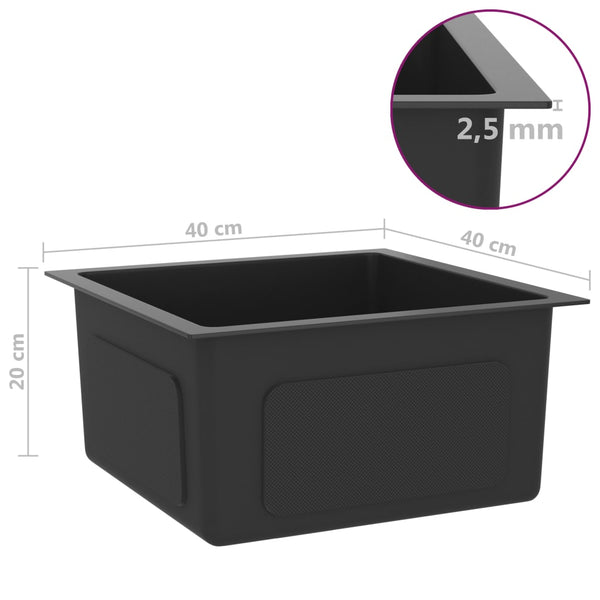 Lavello da Cucina Lavorato a Mano con Filtro Nero Acciaio Inox - doomostore