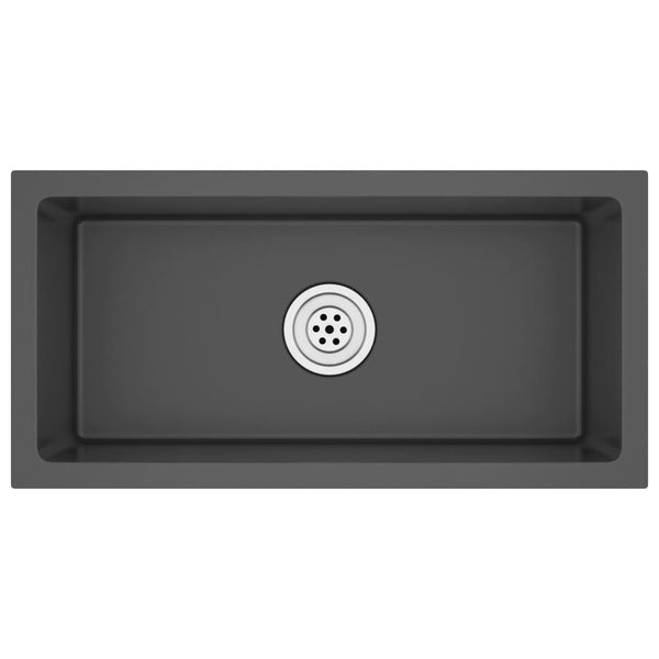 Lavello da Cucina Lavorato a Mano con Filtro Nero Acciaio Inox - doomostore