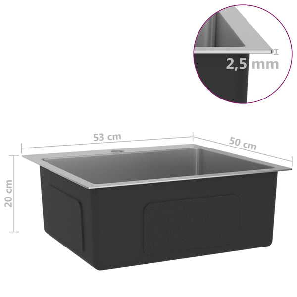 Lavello da Cucina Lavorato a Mano con Filtro in Acciaio Inox - doomostore