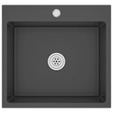 Lavello Cucina Lavorato a Mano Foro Rubinetto Nero Acciaio Inox - doomostore