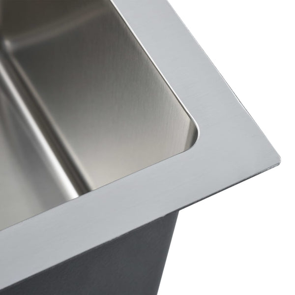 Lavello Cucina Lavorato a Mano con Foro Rubinetto Acciaio Inox - doomostore