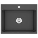 Lavello Cucina Lavorato a Mano Foro Rubinetto Nero Acciaio Inox - doomostore