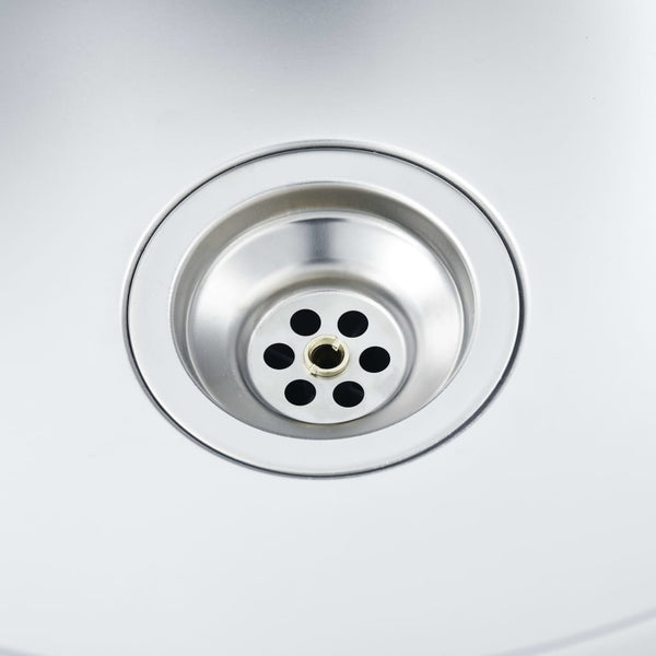 Lavello Cucina Lavorato a Mano con Foro Rubinetto Acciaio Inox - doomostore