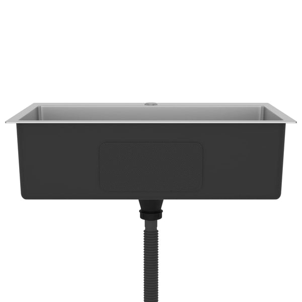 Lavello Cucina Lavorato a Mano con Foro Rubinetto Acciaio Inox - doomostore