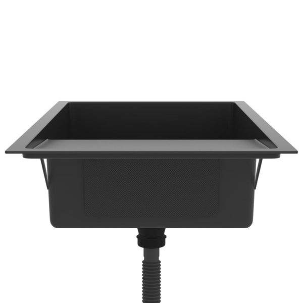 Lavello da Cucina Lavorato a Mano con Filtro Nero Acciaio Inox - doomostore