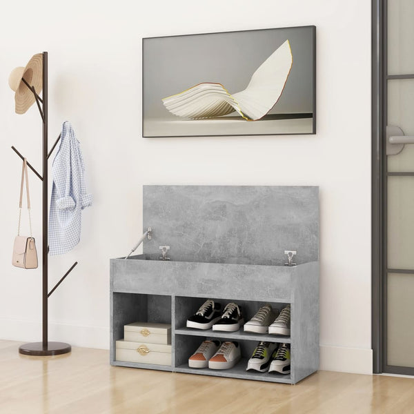 Panca Portascarpe Grigio Cemento 80x30x45 cm in Truciolato - doomostore