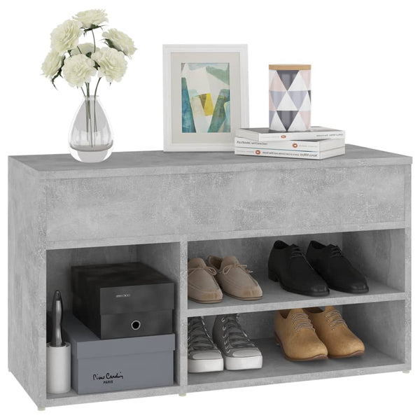 Panca Portascarpe Grigio Cemento 80x30x45 cm in Truciolato - doomostore
