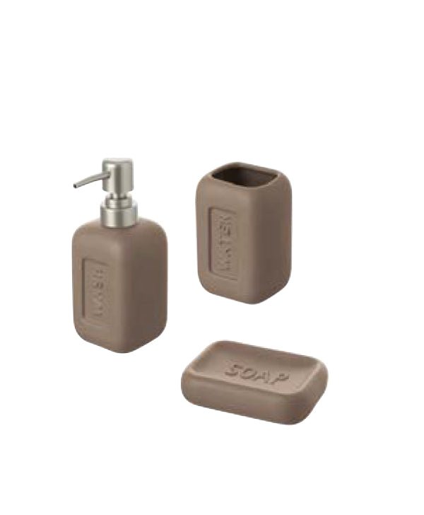 Set in ceramica 3 pz: dispenser, portaspazzolino e portasapone in diverse colorazioni - doomostore