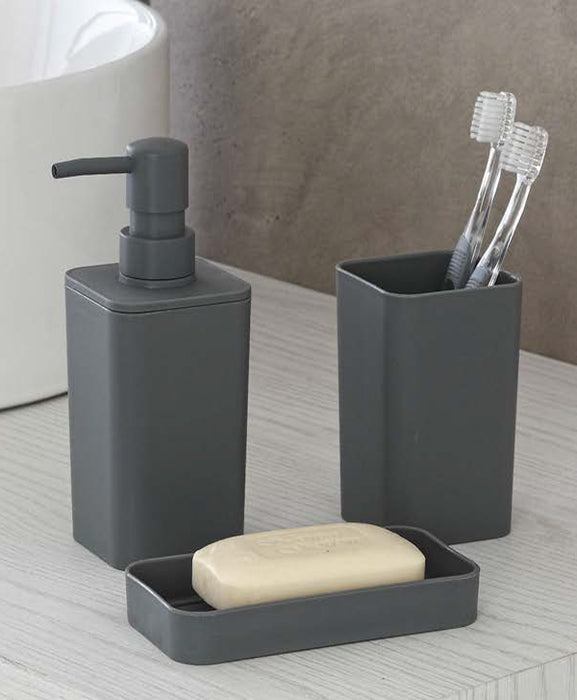Accessorio per il bagno porta dispenser e bicchiere per spazzolini sospesi  a parete