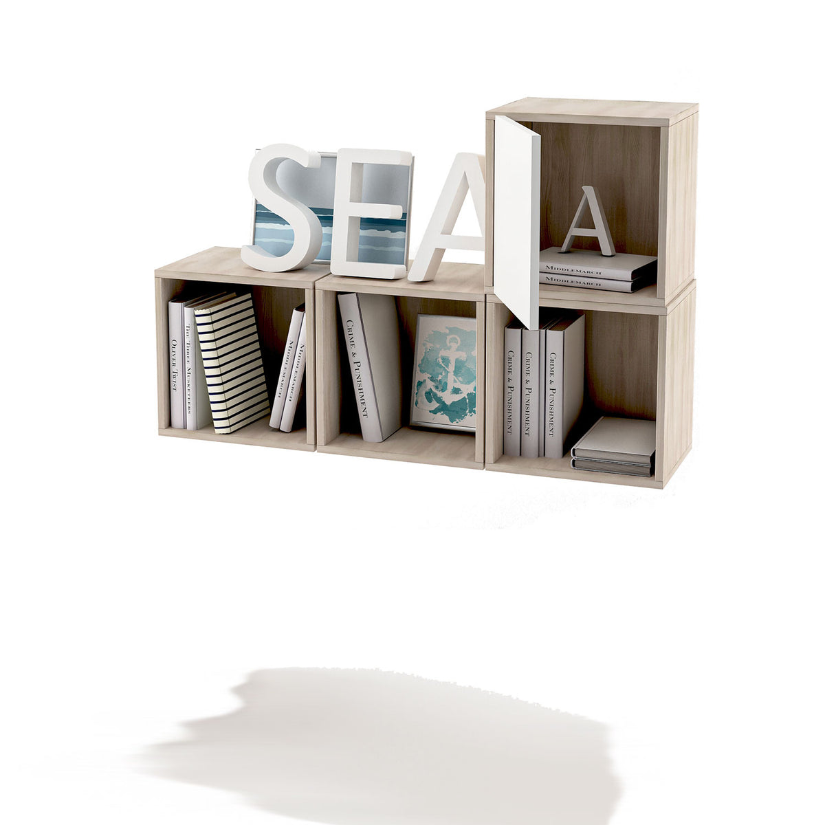 Cubo mensola 35 cm componibile a libreria arredamento moderno