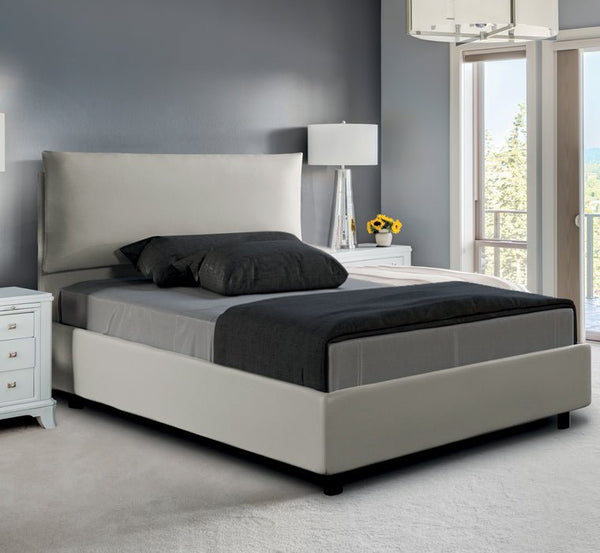 Letto Linda imbottito in ecopelle con contenitore - doomostore