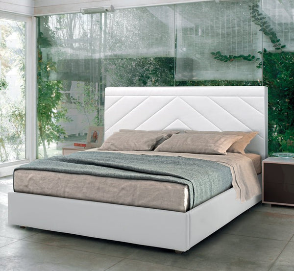 Letto Aurora imbottito in ecopelle con contenitore - doomostore