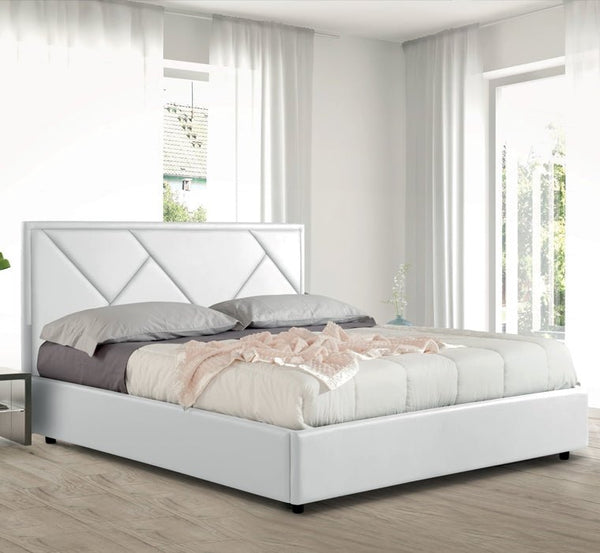 Letto Incastro Bianco imbottito in ecopelle con contenitore - doomostore