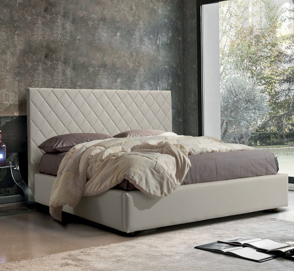 Letto Vanessa imbottito in ecopelle con contenitore - doomostore
