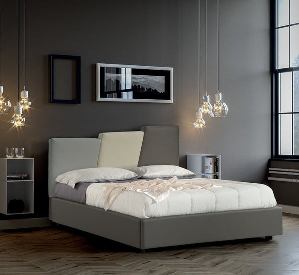 Letto Zeus bianco imbottito in ecopelle con contenitore - doomostore