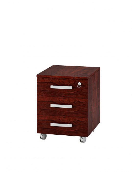 chest ciliegio cassettiera ufficio legno chiave con ruote scrivania tavolo  3 cassetti nero
