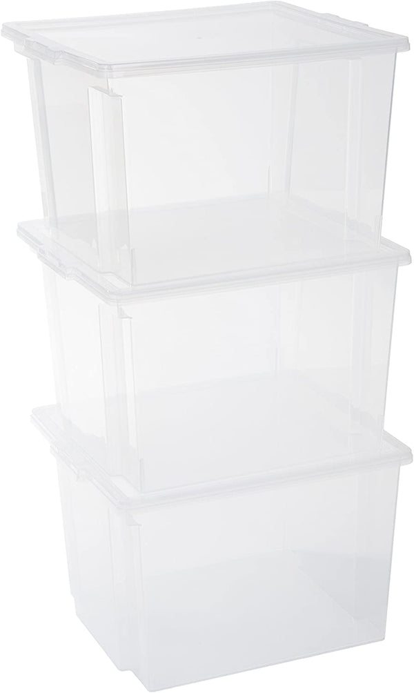 Scatole in plastica con coperchio, Set da 3 pezzi - doomostore